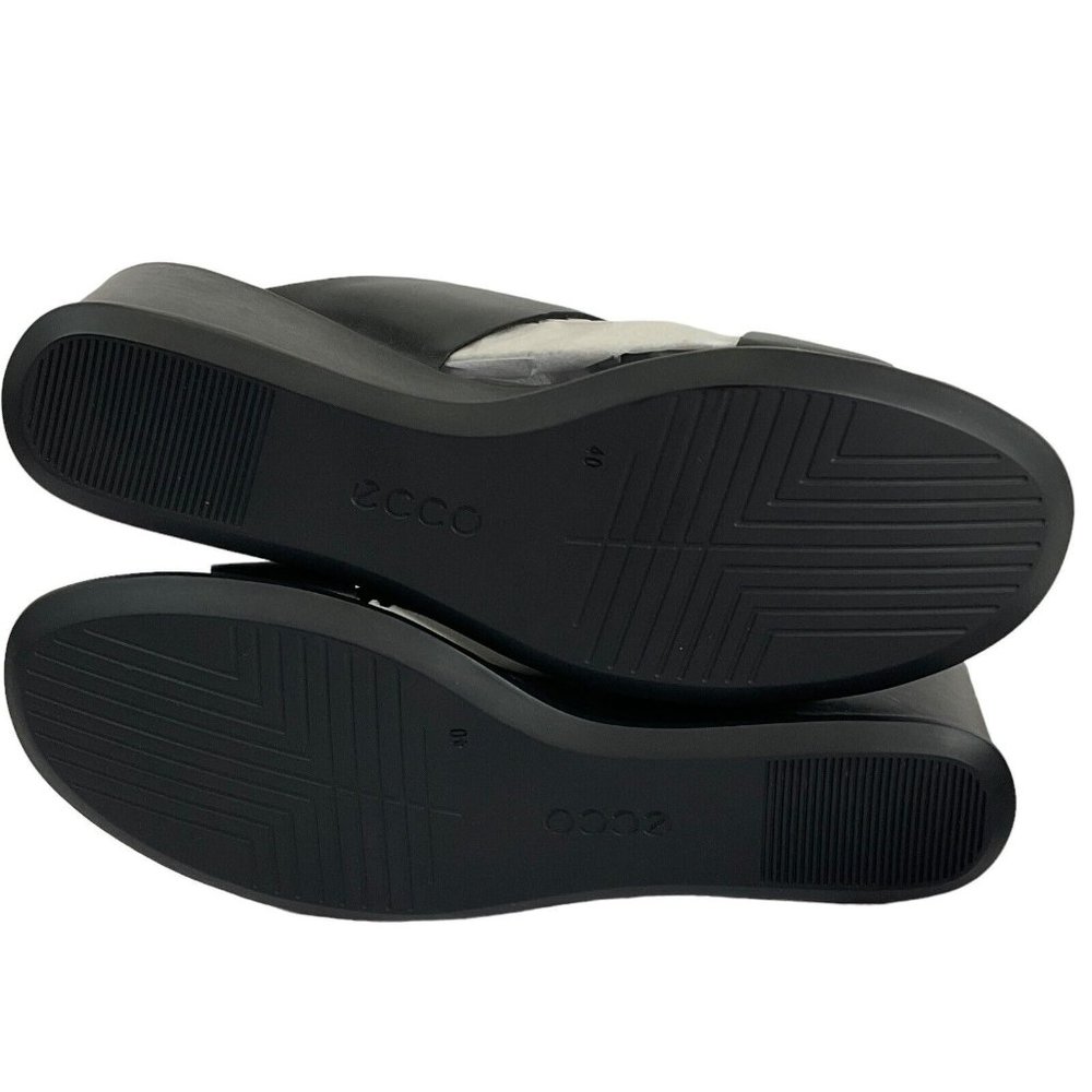 Ecco Shoes Women Sandals Sz 9-9.5 EU 40 Shape 35 Wedge Black Leather $150 Nib - Picture 7 of 13